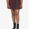 Flash Sale ❤️ Dark Red Plaid Pleated 👗 Skirt With Grommet Belt Plus Size 🌟 -HT Style Outlet Store 19510100 hi
