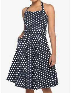 Best deal ๐ฅ Navy Polka Dot Retro Halter ๐ Dress ๐ฅฐ