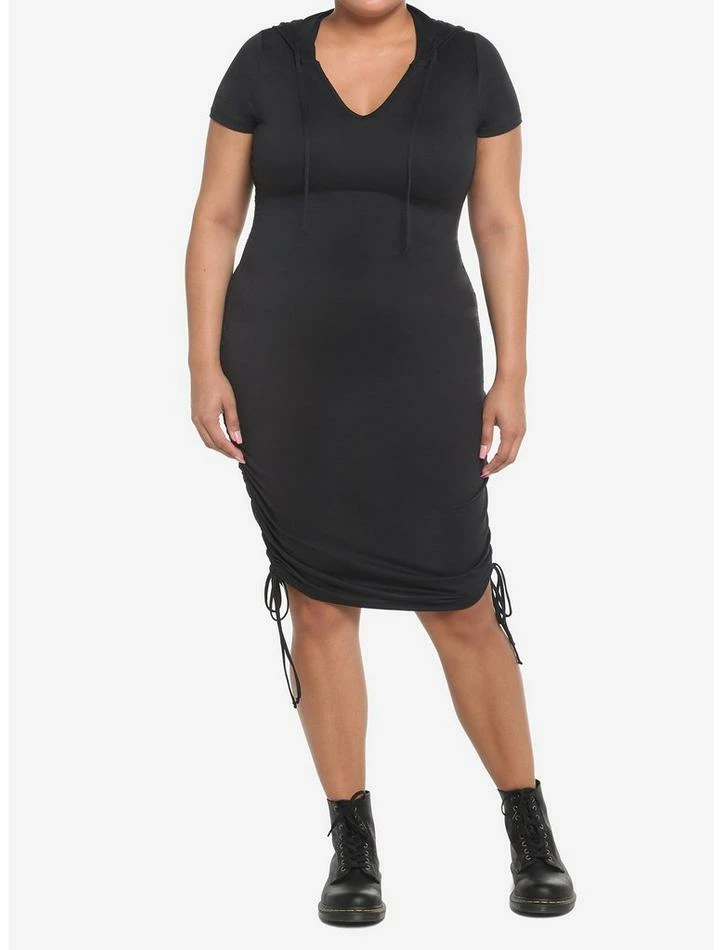 Cheapest ๐ Black Ruched Hooded ๐ Dress Plus Size ๐ 4 Cheapest ๐ Black Ruched Hooded ๐ Dress Plus Size ๐ - Image 2
