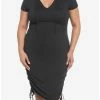 Cheapest 🎁 Black Ruched Hooded 👗 Dress Plus Size 🌟 -HT Style Outlet Store 19542025 hi