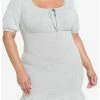 Promo 😍 Heather Grey Ruffle Empire 👗 Dress Plus Size ✔️ -HT Style Outlet Store 19542029 hi