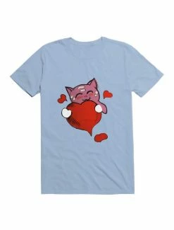 Coupon 🤩 Kawaii Lovely pink Kawaii cat holding a red heart T-Shirt 🎁 -HT Style Outlet Store 19559824 hi