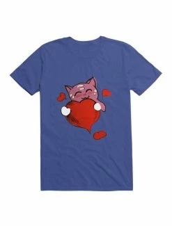 Coupon 🤩 Kawaii Lovely pink Kawaii cat holding a red heart T-Shirt 🎁 -HT Style Outlet Store 19559842 hi