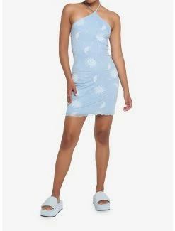 Buy 🎁 Light Blue Celestial Mesh Halter Mini 👗 Dress 😉 -HT Style Outlet Store 19570622 av1