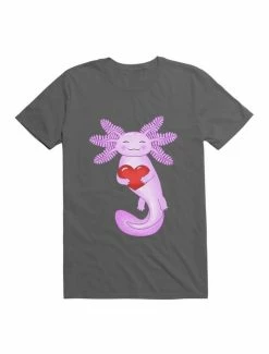 Outlet ✔️ Kawaii Purple Axolotl Holding A Red Heart T-Shirt 💯 -HT Style Outlet Store 19579967 hi