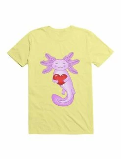 Outlet ✔️ Kawaii Purple Axolotl Holding A Red Heart T-Shirt 💯 -HT Style Outlet Store 19579976 hi