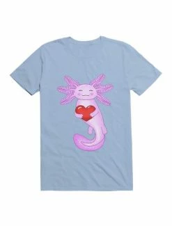 Outlet ✔️ Kawaii Purple Axolotl Holding A Red Heart T-Shirt 💯 -HT Style Outlet Store 19579994 hi