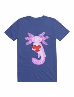 Outlet ✔️ Kawaii Purple Axolotl Holding A Red Heart T-Shirt 💯 -HT Style Outlet Store 19580012 hi