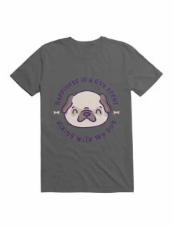 Best Pirce 👏 Kawaii Happiness Is A Day Spent Hiking With My Pug 🦮 Dog T-Shirt 🎉 -HT Style Outlet Store 19596122 hi