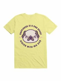 Best Pirce 👏 Kawaii Happiness Is A Day Spent Hiking With My Pug 🦮 Dog T-Shirt 🎉 -HT Style Outlet Store 19596131 hi