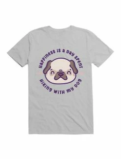 Best Pirce 👏 Kawaii Happiness Is A Day Spent Hiking With My Pug 🦮 Dog T-Shirt 🎉 -HT Style Outlet Store 19596140 hi