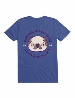 Best Pirce 👏 Kawaii Happiness Is A Day Spent Hiking With My Pug 🦮 Dog T-Shirt 🎉 -HT Style Outlet Store 19596167 hi