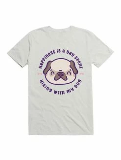 Best Pirce 👏 Kawaii Happiness Is A Day Spent Hiking With My Pug 🦮 Dog T-Shirt 🎉 -HT Style Outlet Store 19596176 hi