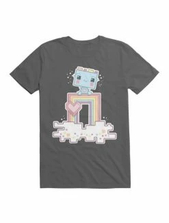 Top 10 👏 Kawaii Happy Rainbow Robot T-Shirt 🌟 -HT Style Outlet Store 19597095 hi