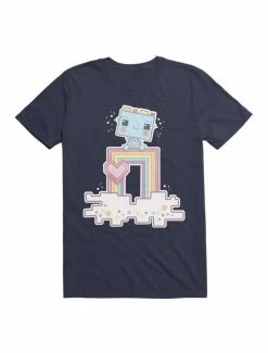Top 10 👏 Kawaii Happy Rainbow Robot T-Shirt 🌟 -HT Style Outlet Store 19597131 hi