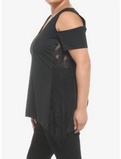 Brand new 🎉 Black Skull Lace Cold Shoulder Sharkbite 👧 Girls Tank Top Plus Size 🤩 -HT Style Outlet Store 19622208 av3