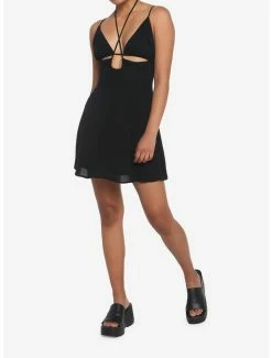 Budget 😀 Black Keyhole Mini 👗 Dress 🎉 -HT Style Outlet Store 19622300 av1