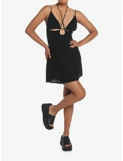 Budget 😀 Black Keyhole Mini 👗 Dress 🎉 -HT Style Outlet Store 19622300 av4