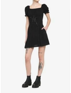 Buy 🤩 Black Puff Sleeve Corset 👗 Dress ⭐ -HT Style Outlet Store 19688648 av1