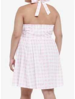 Cheapest 🔥 Pink Gingham Halter Mini 👗 Dress Plus Size 🔥 -HT Style Outlet Store 19714178 av2