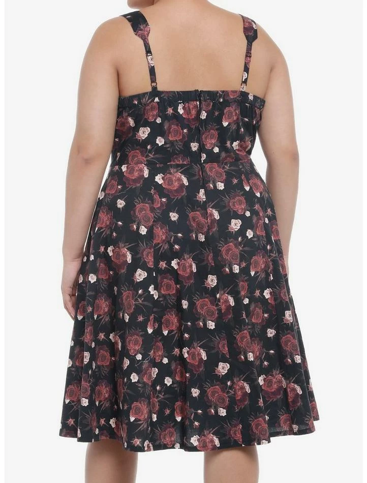 Best deal 🤩 Dark Roses Retro 👗 Dress Plus Size 🌟 5 Best deal 🤩 Dark Roses Retro 👗 Dress Plus Size 🌟 - Image 3