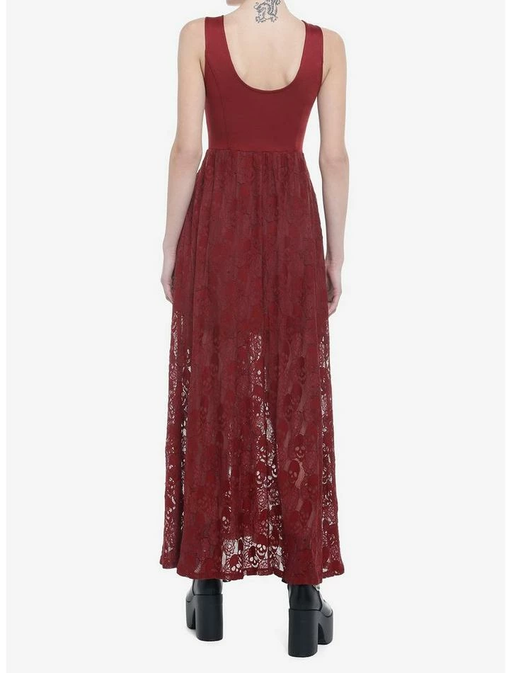Best Pirce ๐ Burgundy Skulls Lace-Up Maxi ๐ Dress ๐ฏ 5 Best Pirce ๐ Burgundy Skulls Lace-Up Maxi ๐ Dress ๐ฏ - Image 3