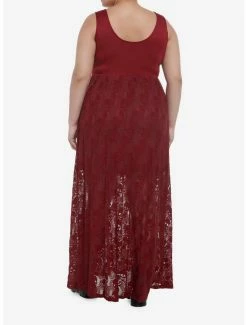 Cheapest 😍 Burgundy Skulls Lace-Up Maxi 👗 Dress Plus Size 🛒 -HT Style Outlet Store 19715946 av2