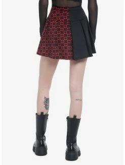 Best Pirce ❤️ Red & Black Split Heart Checker 👗 Skirt ✔️ -HT Style Outlet Store 19720598 av1