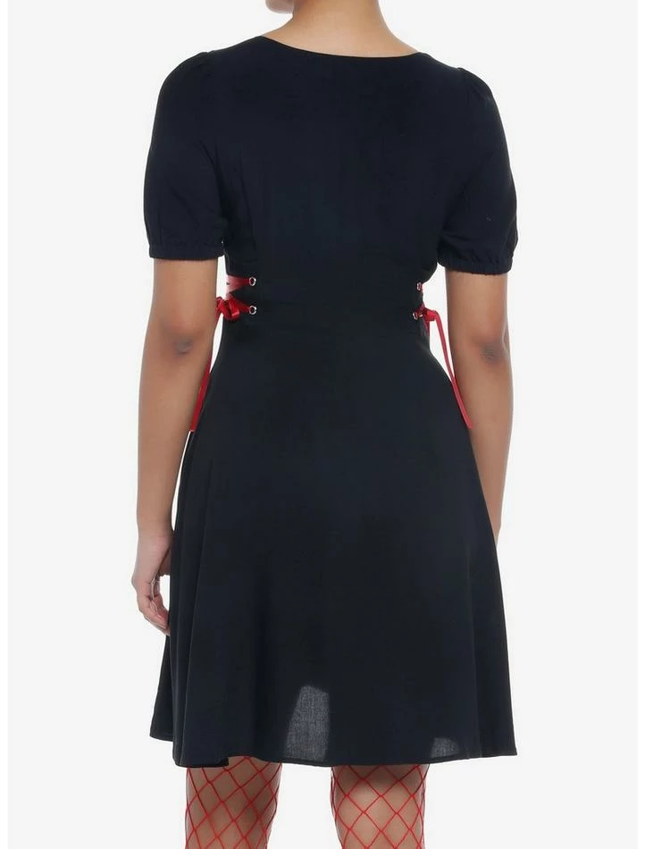 Wholesale ❤️ Black Front Zipper Lace-Up 👗 Dress ❤️ 4 Wholesale ❤️ Black Front Zipper Lace-Up 👗 Dress ❤️ - Image 3