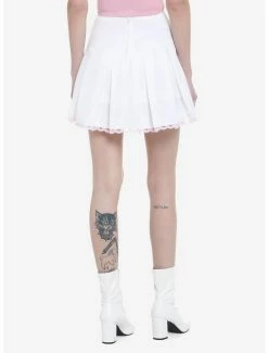 Outlet ⌛ Pink Bow Lace Trim Pleated 👗 Skirt 💯 -HT Style Outlet Store 19720707 av1