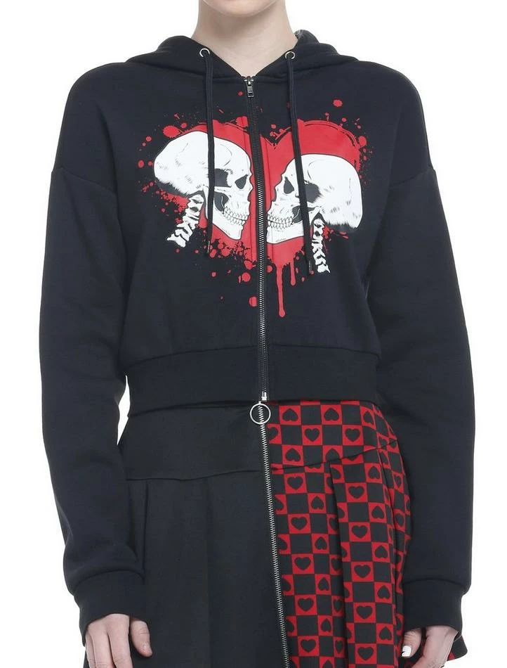 Cheap 🎁 Skulls In Love 👧 Girls Crop Hoodie ⭐ 3 Cheap 🎁 Skulls In Love 👧 Girls Crop Hoodie ⭐