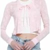 Best reviews of 😀 Baby Pink Tie-Front 👧 Girls Crop Cardigan ⌛ -HT Style Outlet Store 19756098 hi