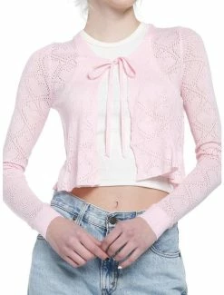 Best reviews of 😀 Baby Pink Tie-Front 👧 Girls Crop Cardigan ⌛