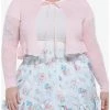 Budget 😉 Baby Pink Tie-Front 👧 Girls Crop Cardigan Plus Size 🥰 -HT Style Outlet Store 19756106 hi
