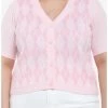 Cheap 🔔 Pink Argyle 👧 Girls Crop Cardigan Plus Size 🔥 -HT Style Outlet Store 19756125 hi