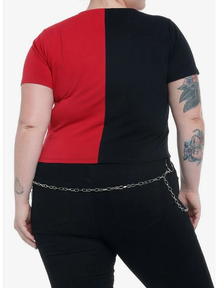 Best Sale ✔️ Red & Black Safety Pin Split 👧 Girls Crop T-Shirt Plus Size 💯 5 Best Sale ✔️ Red & Black Safety Pin Split 👧 Girls Crop T-Shirt Plus Size 💯 - Image 3