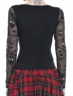 Coupon 🎉 Skull Fishnet Lace-Up 👧 Girls Long-Sleeve Top ✨ -HT Style Outlet Store 19756243 av2