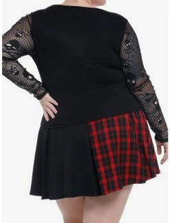 Wholesale ⌛ Skull Fishnet Lace-Up Long-Sleeve Top Plus Size 👏 -HT Style Outlet Store 19756251 av2