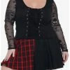 Wholesale ⌛ Skull Fishnet Lace-Up Long-Sleeve Top Plus Size 👏 -HT Style Outlet Store 19756251 hi