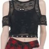 Best Pirce 🛒 Skull Fishnet Cold Shoulder 👧 Girls Crop Top 👏 -HT Style Outlet Store 19756258 hi