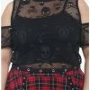 Budget ✔️ Skull Fishnet Cold Shoulder 👧 Girls Crop Top Plus Size 💯 -HT Style Outlet Store 19756266 hi