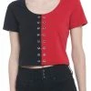 Best deal 👏 Red & Black Safety Pin Split 👧 Girls Crop T-Shirt ✨ -HT Style Outlet Store 19756284 hi