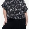 Flash Sale 🛒 Dark Romance Script Boxy 👧 Girls Crop Woven Button-Up Plus Size ❤️ -HT Style Outlet Store 19756301 hi