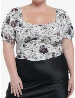 Brand new 👍 Dark Romance Ivory Sweetheart 👧 Girls Woven Crop Top Plus Size 👏