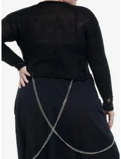 Brand new 😉 Black Distressed 👧 Girls Crop Sweater Plus Size 😀 -HT Style Outlet Store 19782221 av2