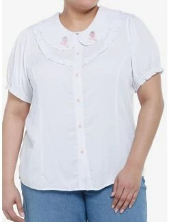 Buy 🤩 Strawberries & Hearts Ruffled 👧 Girls Woven Button-Up Plus Size ⭐
