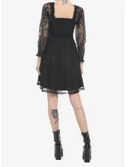 Deals 👍 Black Rose Lace Romantic Corset Long-Sleeve 👗 Dress 🎉 -HT Style Outlet Store 19800985 av2