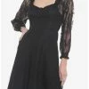 Deals 👍 Black Rose Lace Romantic Corset Long-Sleeve 👗 Dress 🎉 -HT Style Outlet Store 19800985 hi