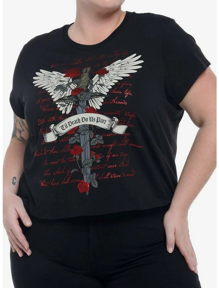 Coupon 🔔 Dark Romance Winged Dagger Boxy 👧 Girls Crop T-Shirt Plus Size ✔️ 3 Coupon 🔔 Dark Romance Winged Dagger Boxy 👧 Girls Crop T-Shirt Plus Size ✔️