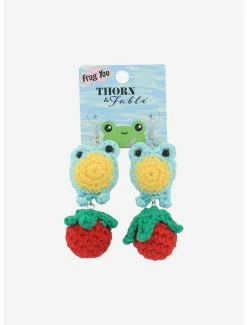 Deals 😉 Strawberry Frog Crochet Drop Earrings 👍